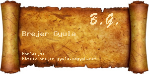 Brejer Gyula névjegykártya